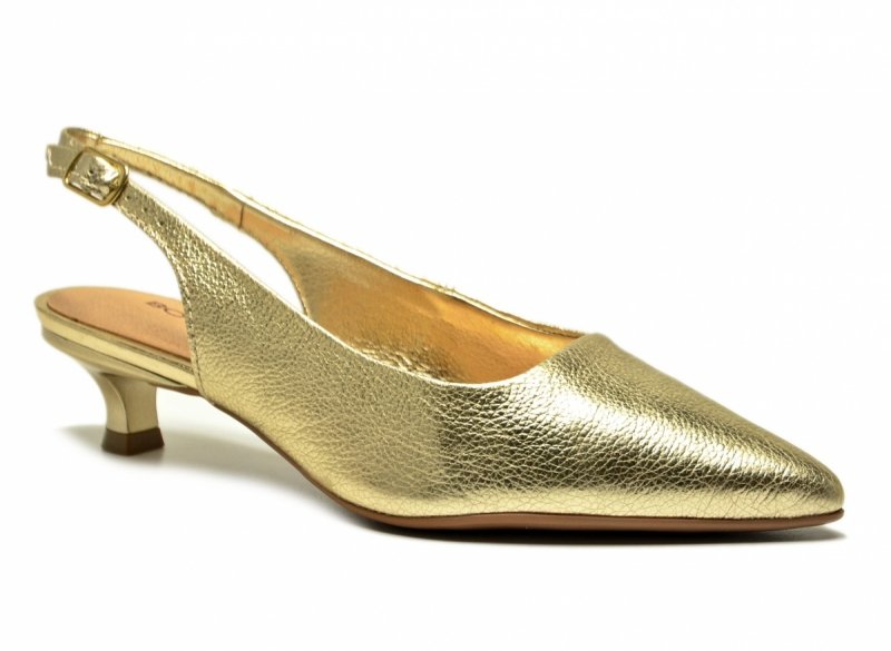 Czółenka złote 37 kaczuszki skóra BOTTERO 372301 skórzane  z odkrytą piętą