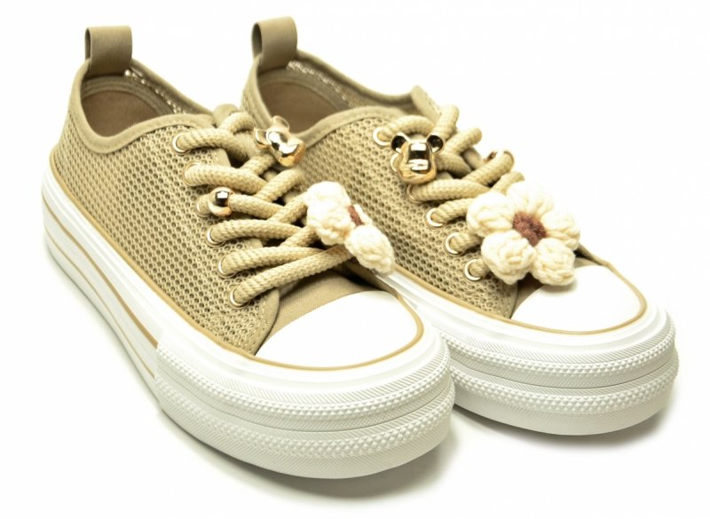 Trampki beżowe 37 FILIPPO 7855 ażurowane półbuty damskie 