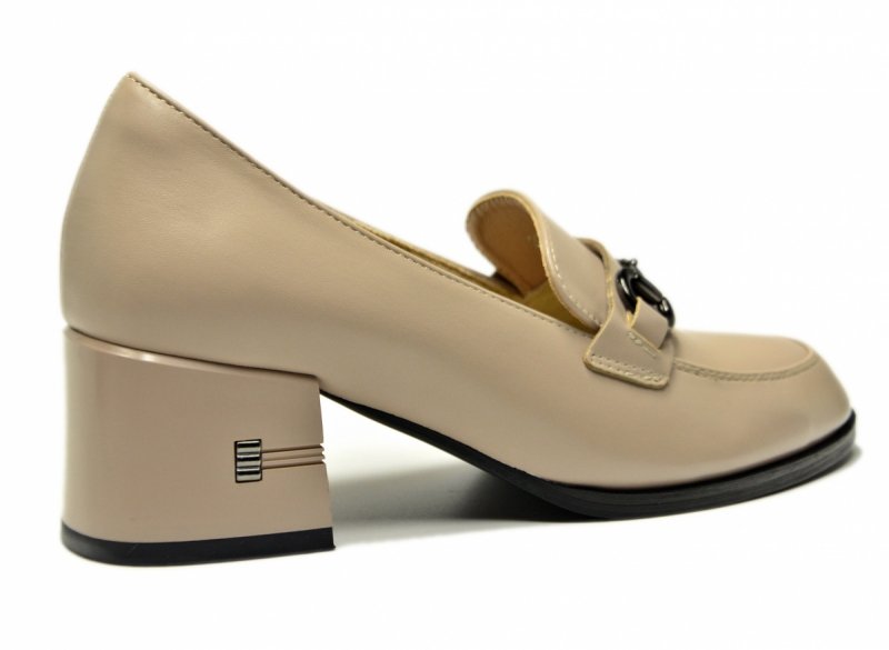 Mokasyny beż 36 półbuty skóra na obcasie VINCEZA 18116 beżowe skórzane damskie