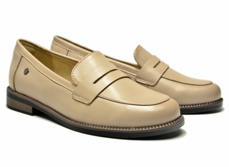 Mokasyny beż skóra 40 półbuty VINCEZA 18131 skórzane beżowe damskie