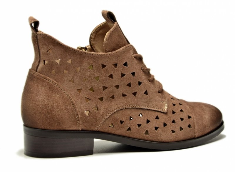 Botki 36 beżowe VINCEZA 58620 ażurowane zamsz beż damskie