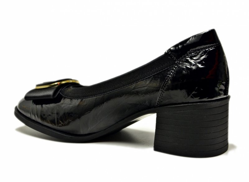 Czółenka czarne 37 skóra FILIPPO 6960 skórzane lakier półb