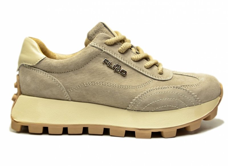 Sneakersy beż 38 skóra FILIPPO 7498 beżowe skórzane zamsz półbuty