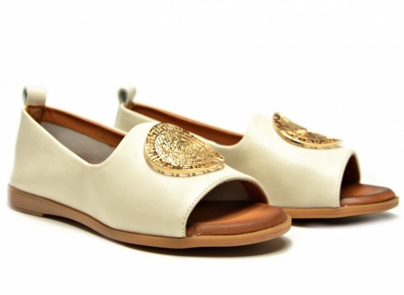 Baleriny złote 40 skóra bez palcy CAMBELL 19389 beżowe damskie skórzane 