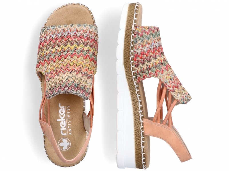 Sandałki damskie 40 RIEKER V1241 na koturnie platformie