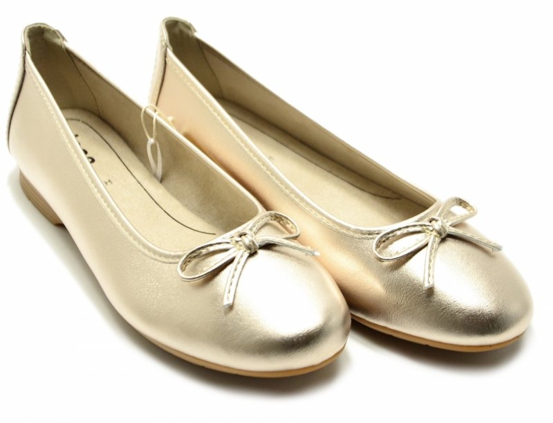Baleriny damskie 37 JANA 22163 złote półbuty balerinki