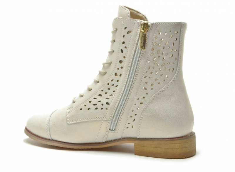 Botki złote 38 skóra CAMBELL 19419 ażurowane skórzane
