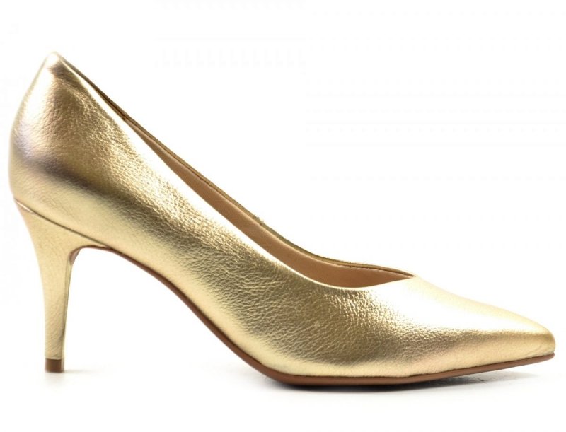 Czółenka 39 szpilki BOTTERO skóra złote skórzane 353721
