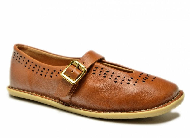 Półbuty damskie camel 40 skóra ANDACCO 6264 skórzane na pasek