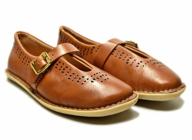 Półbuty damskie camel 41 skóra ANDACCO 6264 skórzane na pasek