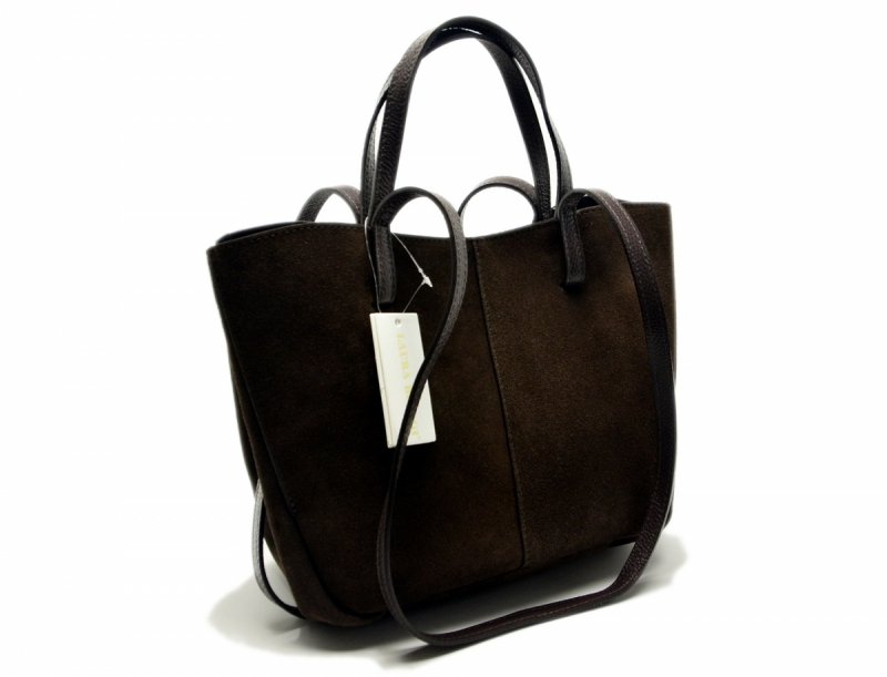 TOREBKA skóra brązowa skórzana brąz zamsz czekolada damska LAURA BIAGGI