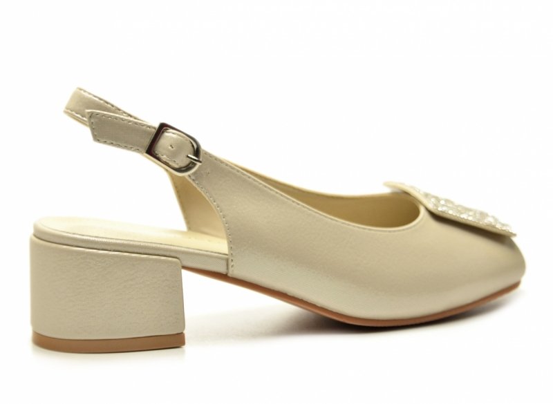 Sandałki damskie złote 37 na obcasie POTOCKI 12809 wizytowe czółenka