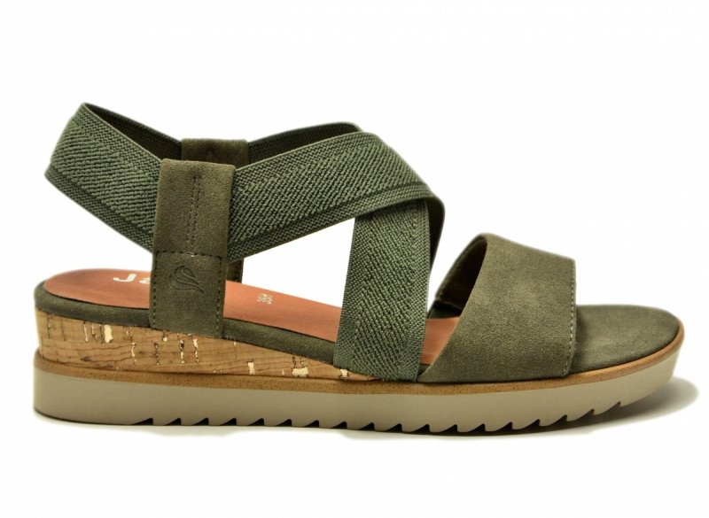 Sandały zielone oliwkowe 39 JANA 28764 na platformie koturnie 