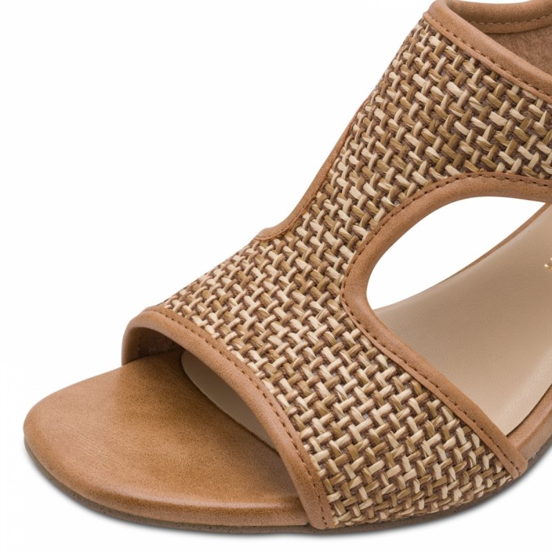 Sandałki 36 beż brąz MARCO TOZZI 28381 na obcasie brązowe plecione