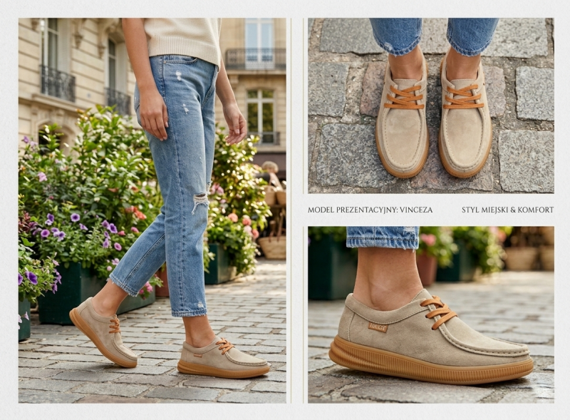 Półbuty 40 skóra VINCEZA 95391 beżowe skórzane zamsz beż