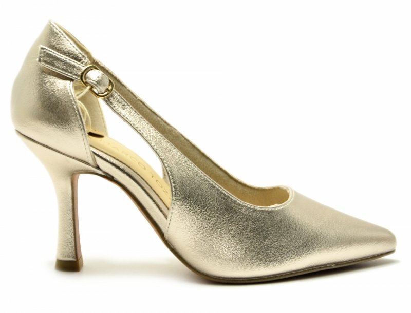 Czółenka 37 MARCO TOZZI szpilki 22427 platynowe złote 