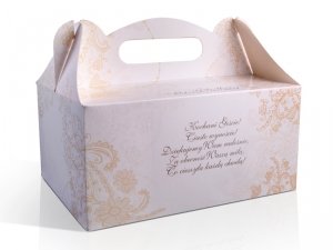 Ozdobne pudełko na ciasto weselne 10 szt. złote II