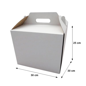Pudełko karton z rączką na wysoki tort 30x30X25 cm