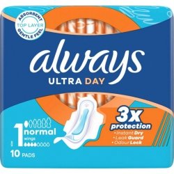 ALWAYS Ultra Day Podpaski ze skrzydełkami - Normal (rozmiar 1) 1 op. - 10 sztuk
