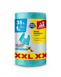 JAN NIEZBĘDNY Worki na śmieci HD z uszami 35 L - zapach owoców tropikalnych 50 sztuk (XXL)