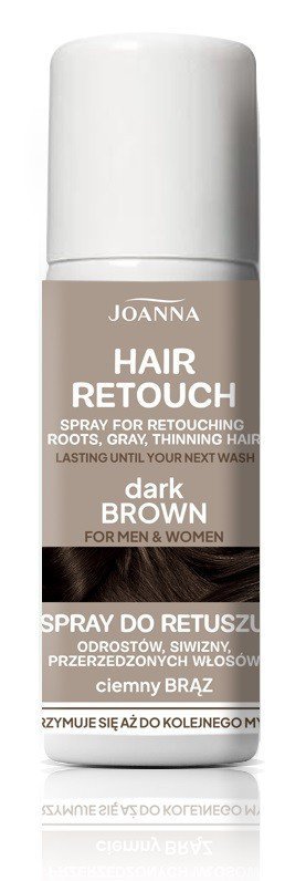 JOANNA Hair Retouch Spray do retuszu odrostów,siwizny i przerzedzonych włosów - Dark Brown 75 ml