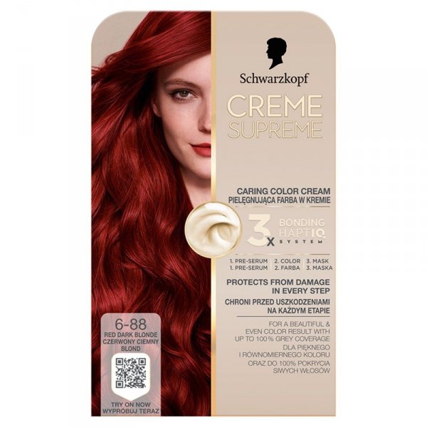 SCHWARZKOPF Creme Supreme Farba do włosów odcień 6-88 Intensive Red