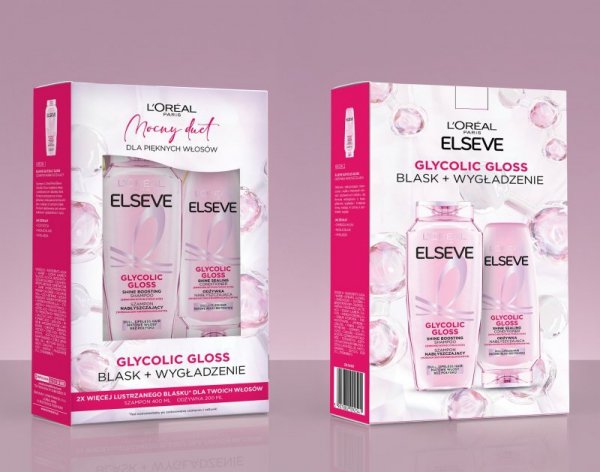 LOREAL ELSEVE Zestaw Glycolic Gloss Szampon + Odżywka