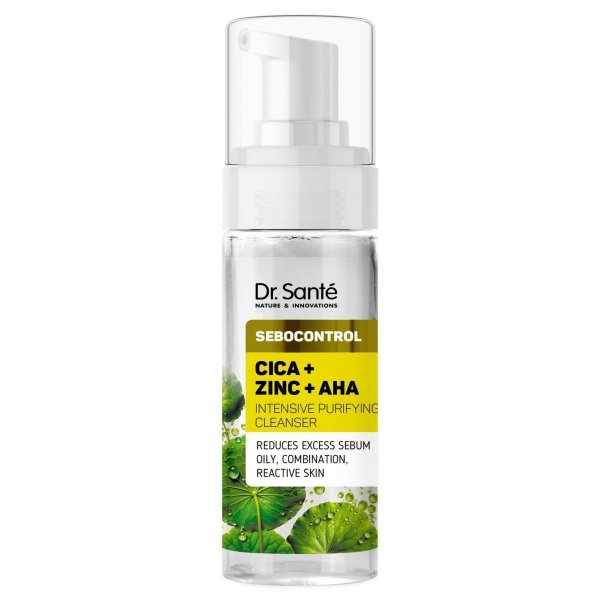 Intensywna oczyszczająca pianka Cica + Zinc + AHA, DR.SANTE Sebocontrol, 150ml