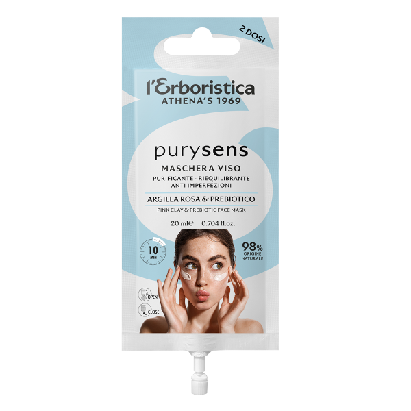 Maska do twarzy z różową glinka i prebiotykami, L'Erboristica Purysens, 20ml