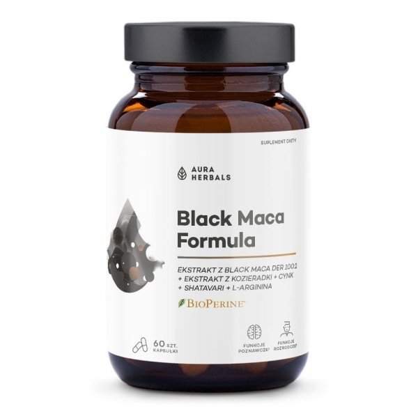 Black Maca Formula, ekstrakt z korzenia Suplement diety, AURA HERBALS, 60 kapsułek