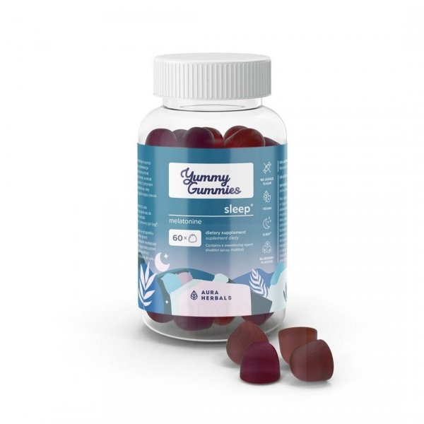 Yummy Gummies Sleep Żelki z melatoniną wspierające zasypianie, Aura Herbals, 60 szt.