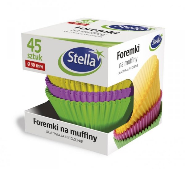STELLA Foremki na muffiny kolorowe - średnica 50mm  1op.-45szt