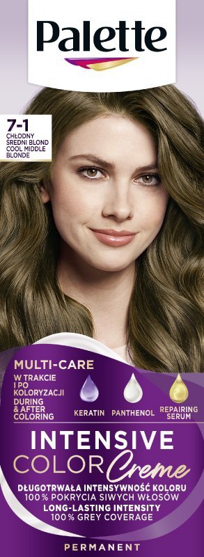 PALETTE Intensive Color Creme Multi Care Krem koloryzujący nr 7-1  - chłodny średni blond  1op.