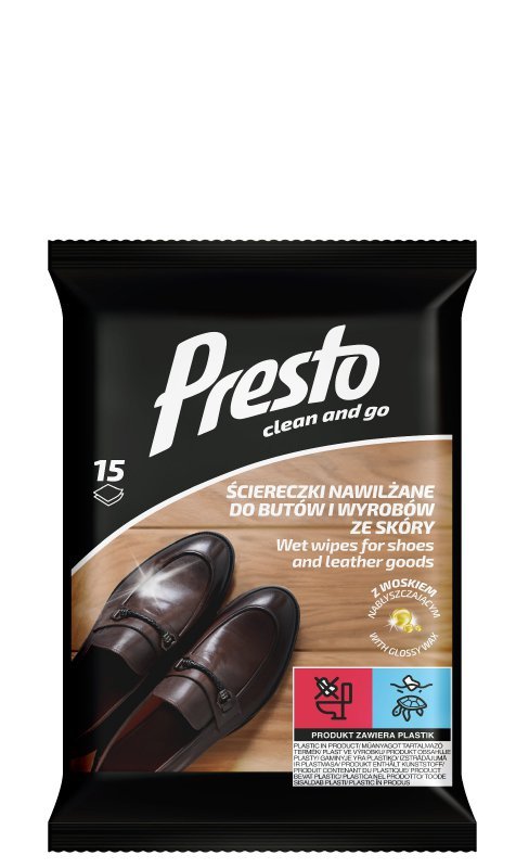 PRESTO Ściereczki gospodarcze do czyszczenia butów i wyrobów ze skóry 15 szt.