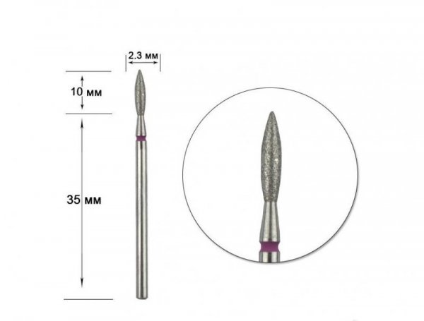 STALEKS Frez diamentowy do paznokci - płomyk 2.3/10mm  FA10R023/10