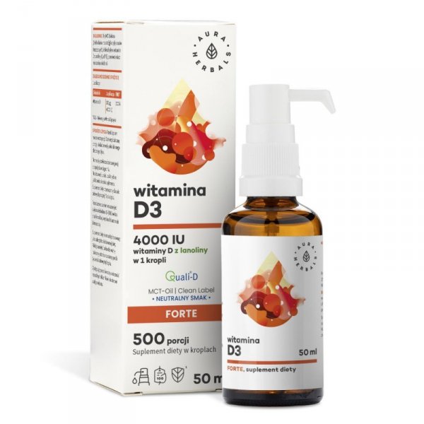 AURA HERBALS Witamina D3 4000 IU z MCT krople 50 ml