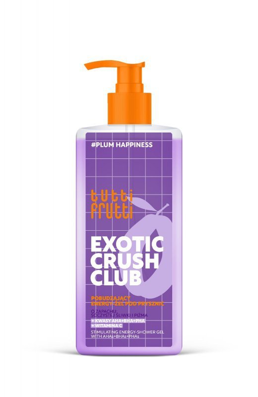 TUTTI FRUTTI #PlumHappiness Pobudzający energy-żel pod prysznic Czarna śliwka + Kwasy AHA+BHA+PHA 400 ml