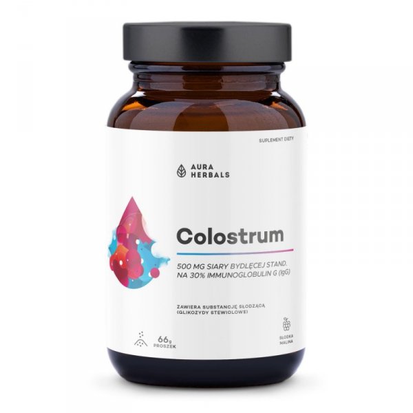 AURA HERBALS Colostrum 500 mg Słodka malina Suplement diety w proszku 1 op. - 66 g
