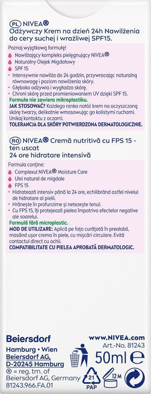 NIVEA V 24H NAWILŻENIA  Krem n/dzień odżywczy 81243