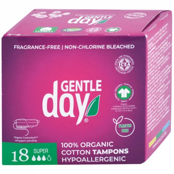 GENTLE DAY Tampony ze 100% bawełny ekologicznej Super 18szt