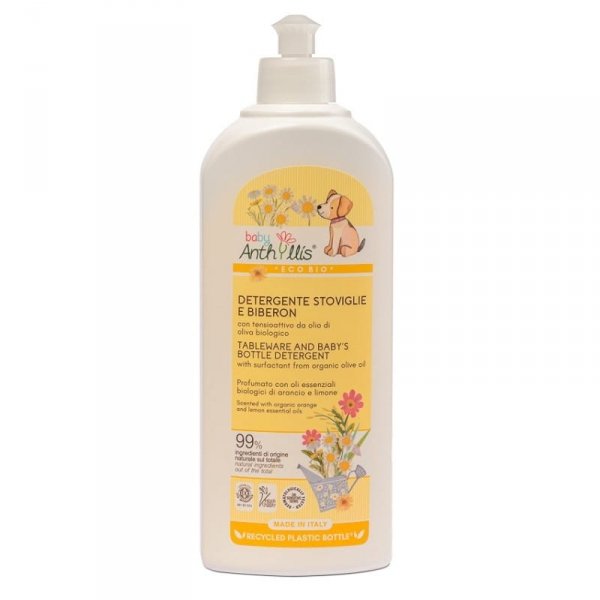 Eko płyn do ręcznego mycia naczyń i butelek dziecięcych z surfaktantem z organicznej oliwy z oliwek, Baby Anthyllis, 500 ml