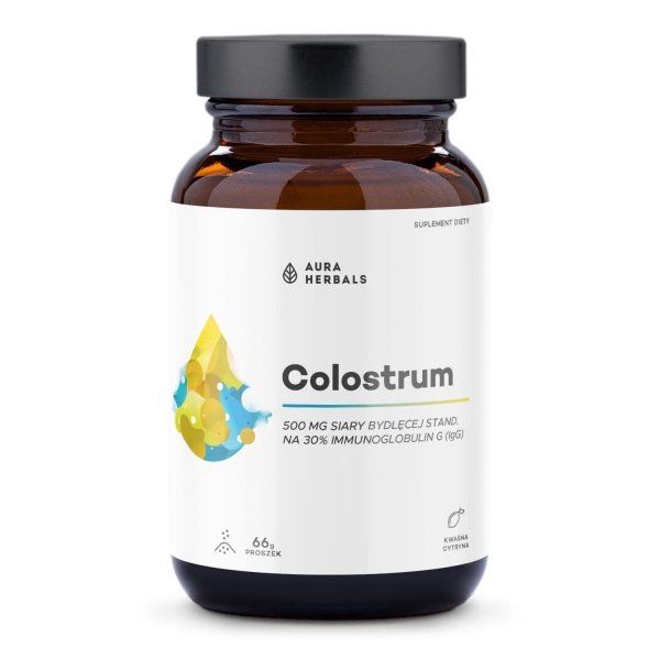 Colostrum 500 mg Kwaśna cytryna Suplement diety w proszku, AURA HERBALS, 66 g