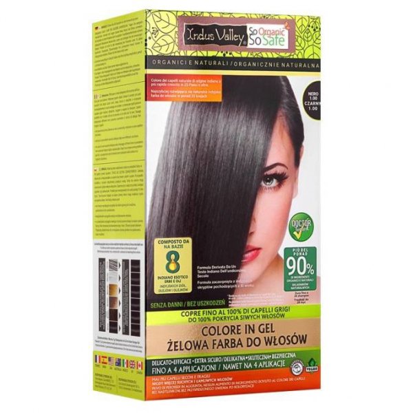 Żelowa farba do włosów, Bio-Natural, Indus Valley - CZARNY, 1.00