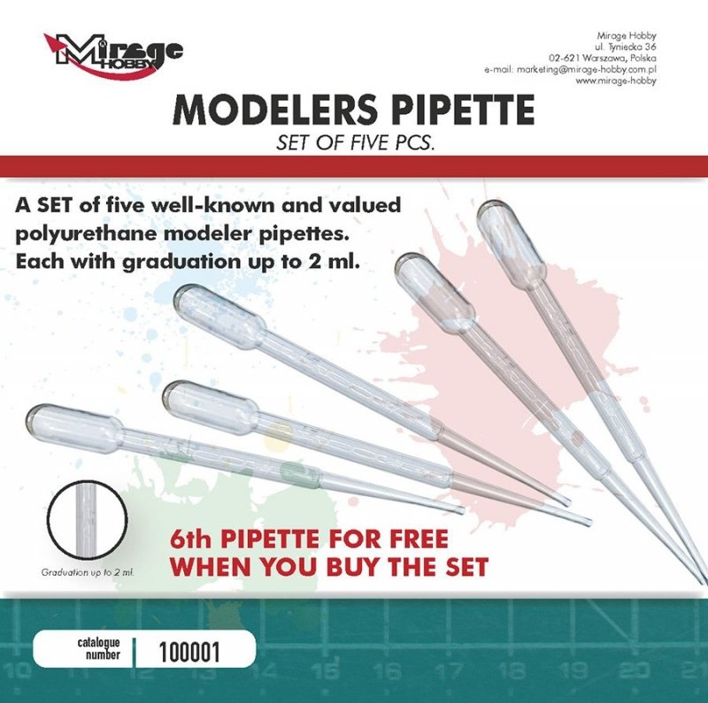 MIRAGE 100001 MODELLERS PIPETTES (5 pcs + 1 free pc. / each 2 ml)