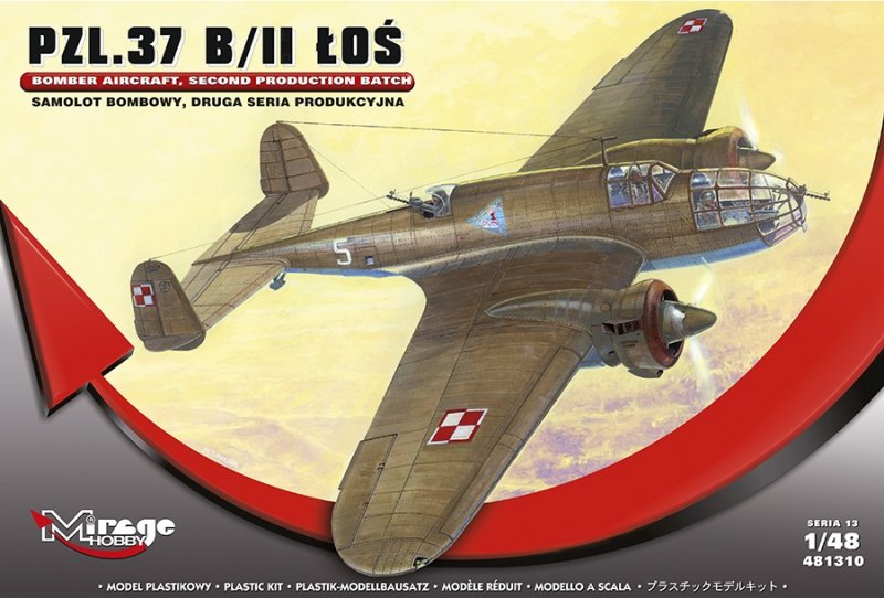 Mirage 481310 1/48 PZL.37 B/II ŁOŚ Samolot Bombowy, DRUGA SERIA Produkcyjna