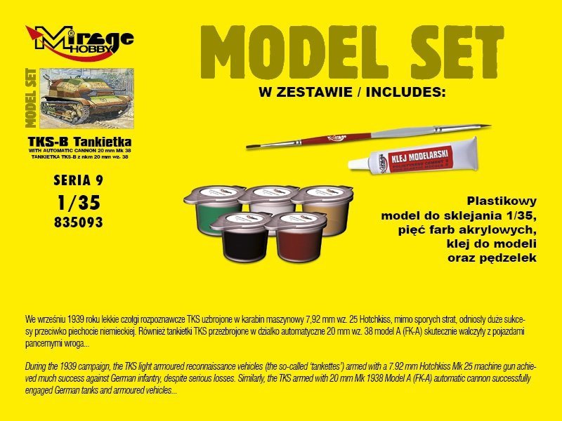 Mirage 835093 1/35 [MODEL SET]  TKS-B  Polska Tankietka – z NKM 20 mm wz. 38