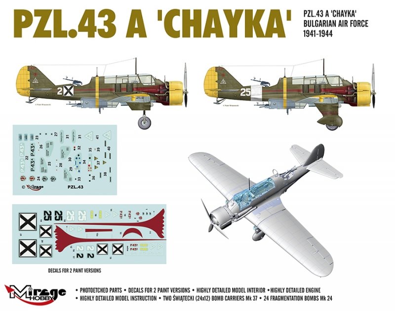 Mirage 481404 1:48 PZL.43 A Wojskowe Siły Powietrzne Bułgarii 1941-1944