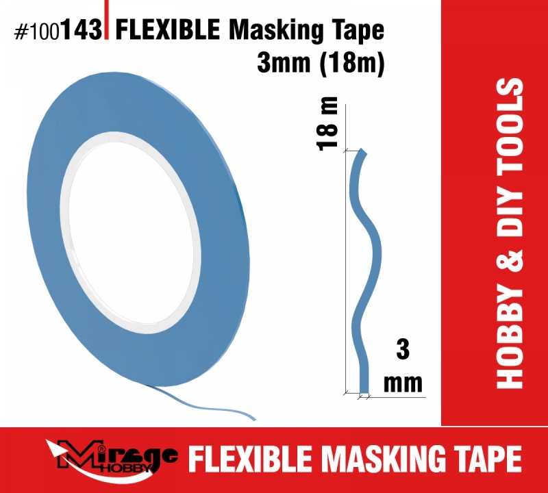 MIRAGE 100143 FLEXIBLE MASKING TAPE 3mm (18m) (taśma maskująca) 