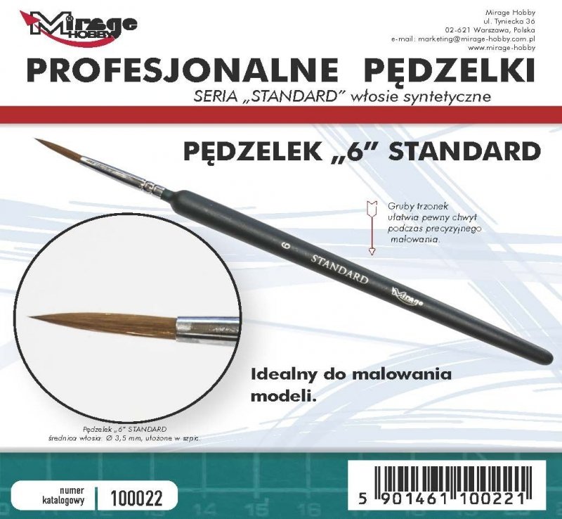 PĘDZEL MIRAGE 100022 STANDARD nr 6 (włosie syntetyczne) 