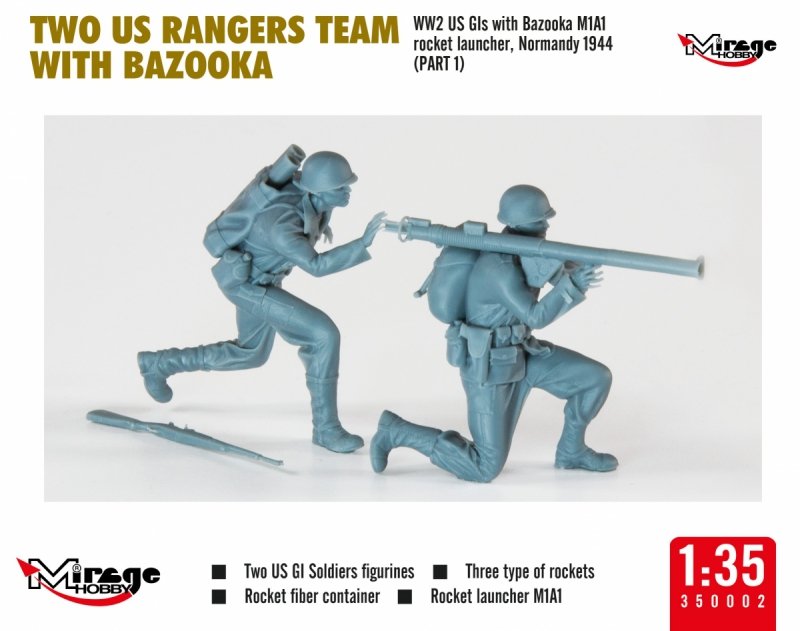MIRAGE 350002 1:35 TWO US RANGERS TEAM WITH BAZOOKA